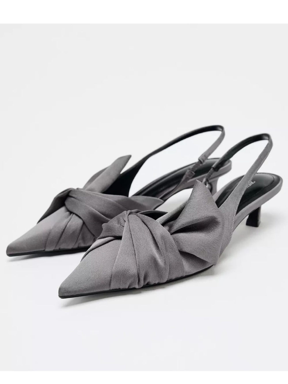 NWT Zara Slingback Kitten Heels Grey. Size 38EU/ 7.5US